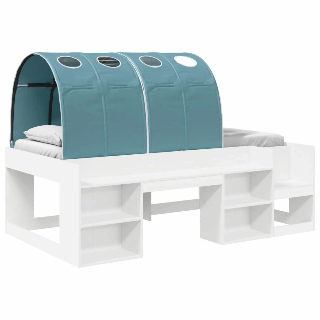 Letto con Tunnel 3 pcs Bianco e azzurro Legno ingegnerizzato