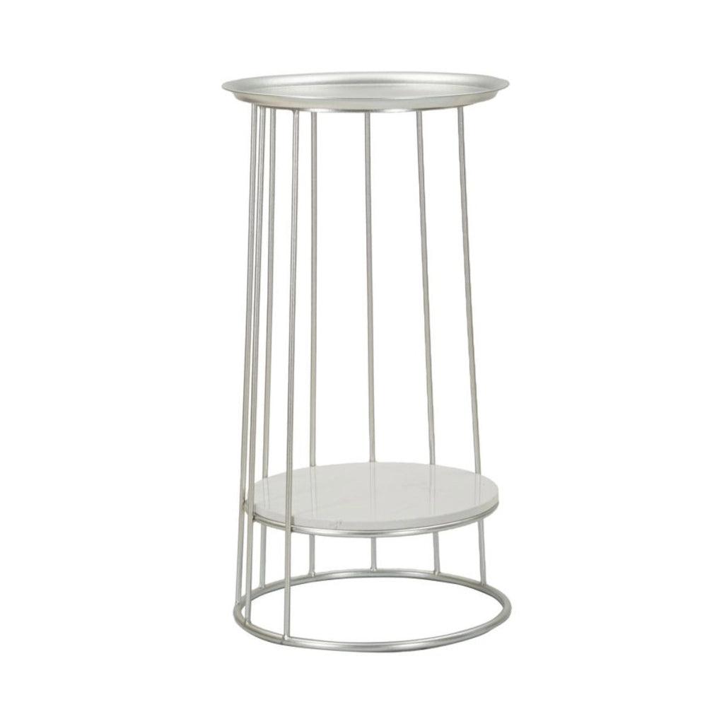 Tavolino VKH583, Argento, Marmo, 40x40x76 cm