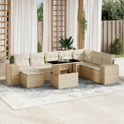 Set Divano da Giardino 9 pz con Cuscini Beige in Polyrattan 3269358