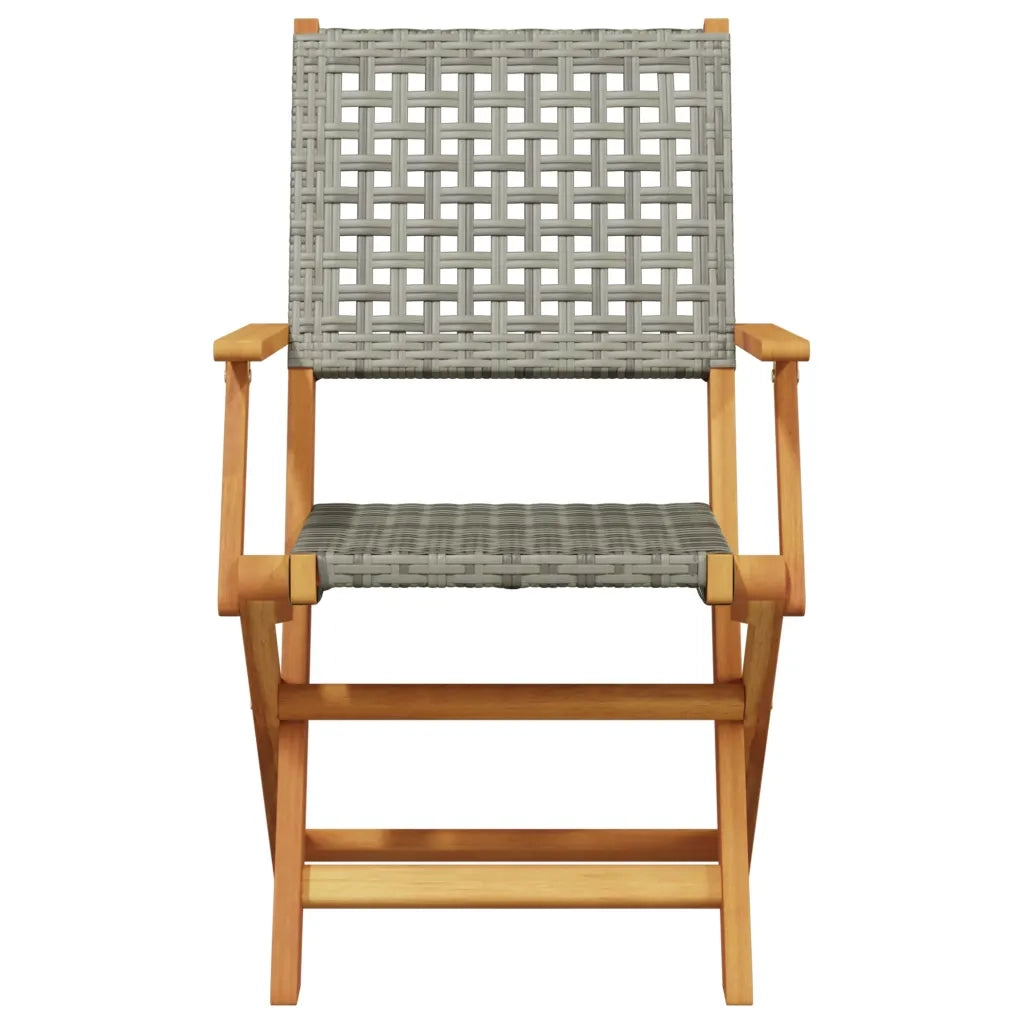 Set Pranzo da Giardino 5pz Grigio Polyrattan e Legno Massello 3281827