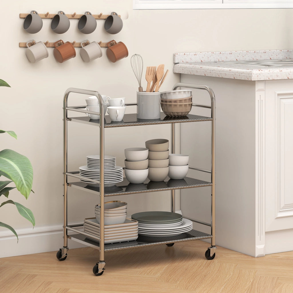 Carrello Multiuso a 4 Livelli ¨C zephmum ¨C Acciaio Inox, 60x35x77 cm