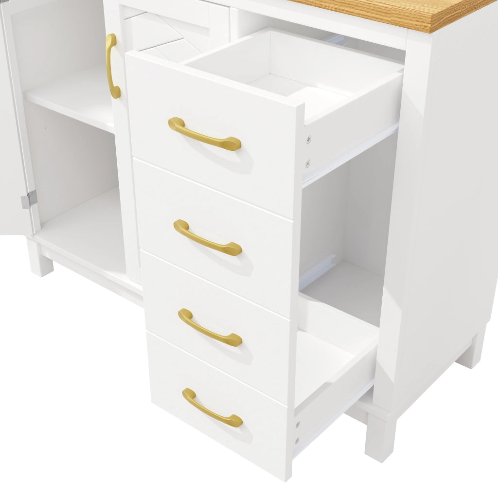 BUFFET 105,5x40x180 cm in MDF Bianco con LED