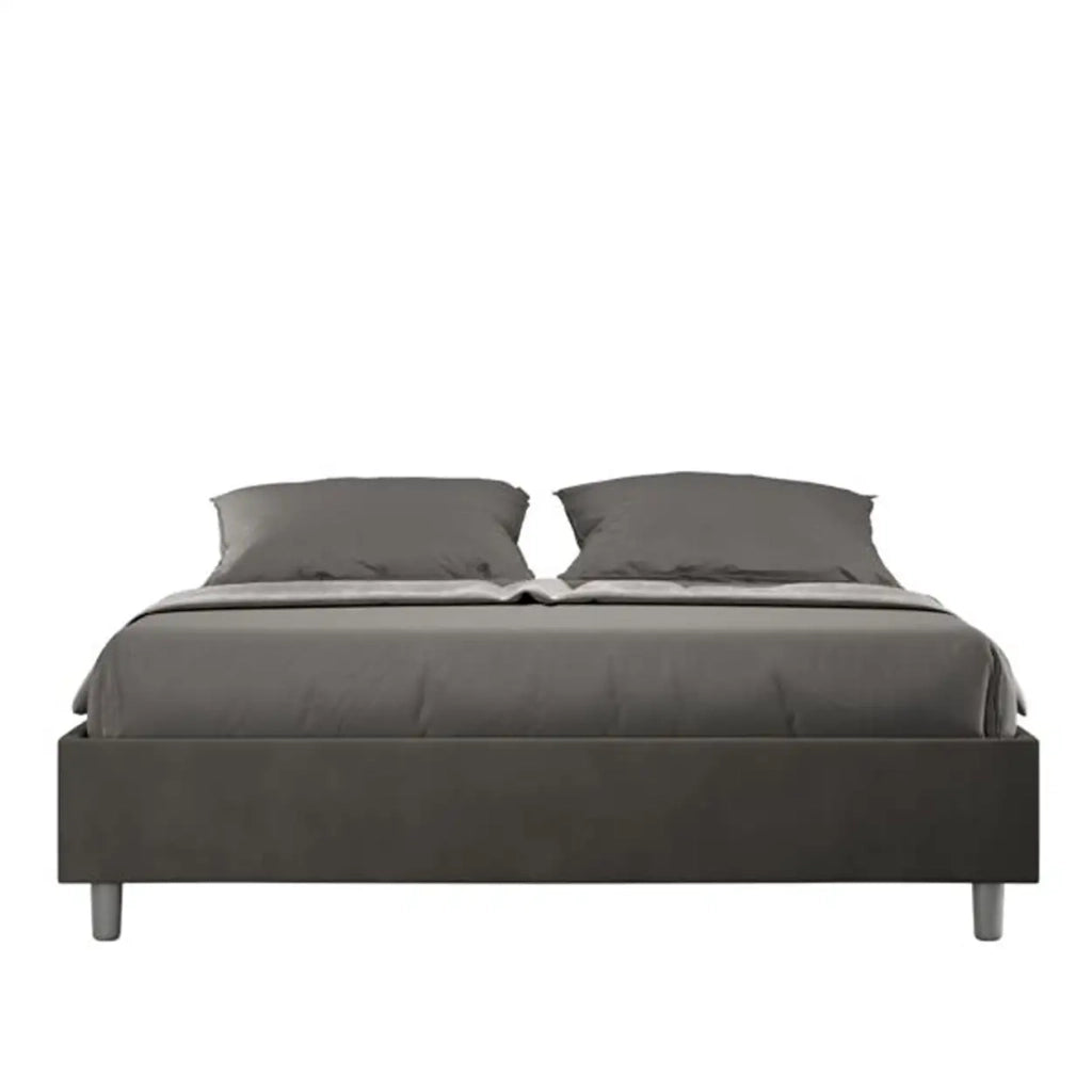 Letto matrimoniale contenitore imbottito 160x210 microfibra grigio Azelia