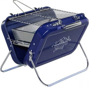 Grill portatile stile valigetta leggero in acciaio inossidabile blu 32 x 315 x 40 cm GEN253 - con contenitore per carbone da griglia