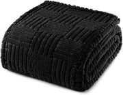 Fascia di fleecia morbida - Calda e decorativa - 150 x 200 cm - Nero