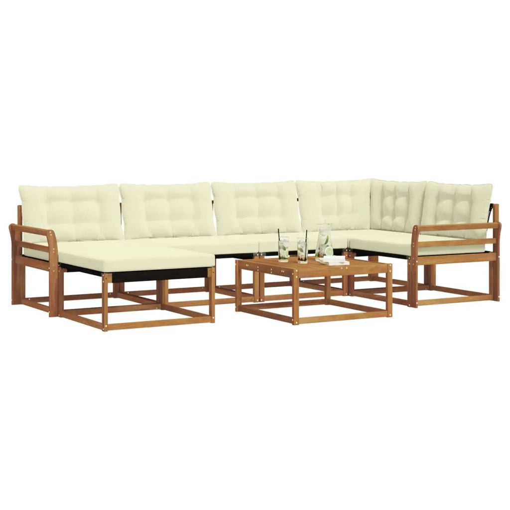 Set di divani da esterno con cuscino 19 pcs Naturale e Crema 3369649