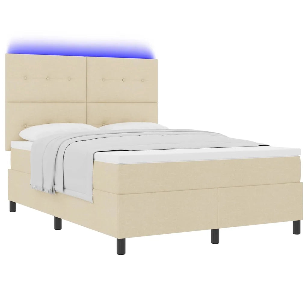 Letto a molle con materasso con led Crema 140 x 200 cm Tessuto