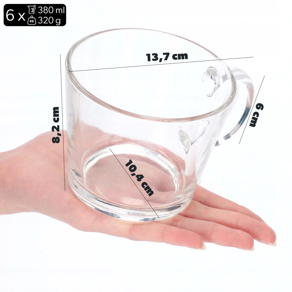 Set di 6 bicchieri KADAX da 380 ml con manico per tè, caffè e altre bevande.