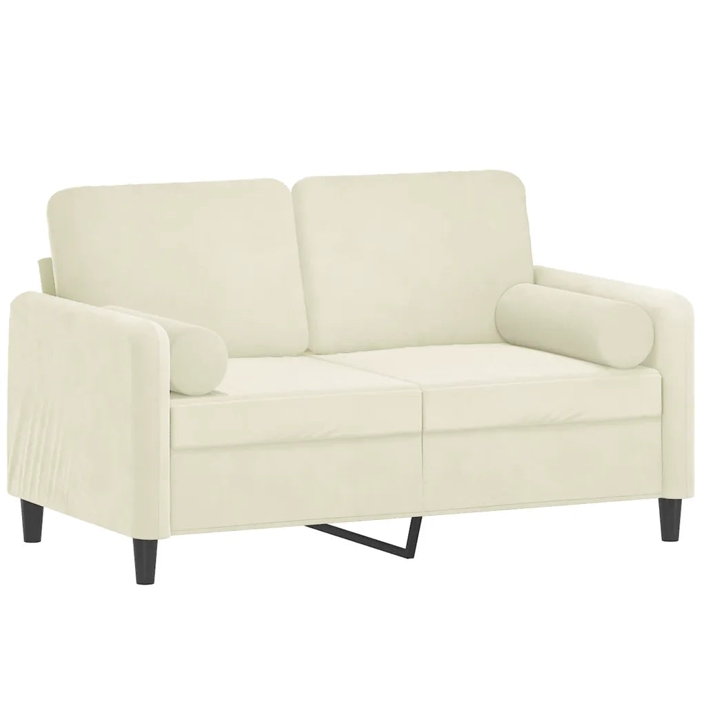 Divano | Divano da soggiorno | Sofa a 2 Posti con Cuscini Crema 120 cm in Velluto