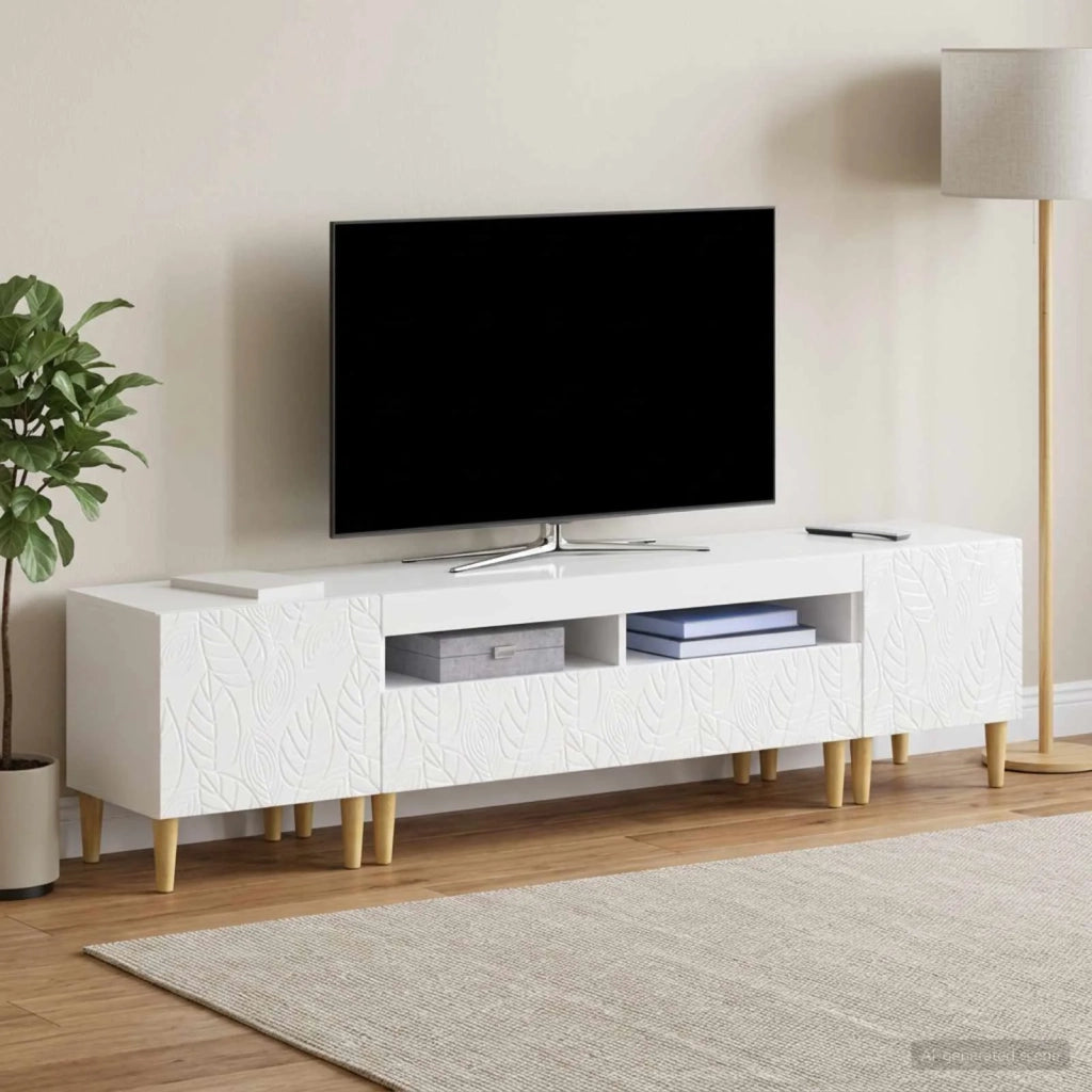 Mobile TV LED a 5 pezzi Bianco Lucido Legno ingegnerizzato 3416762
