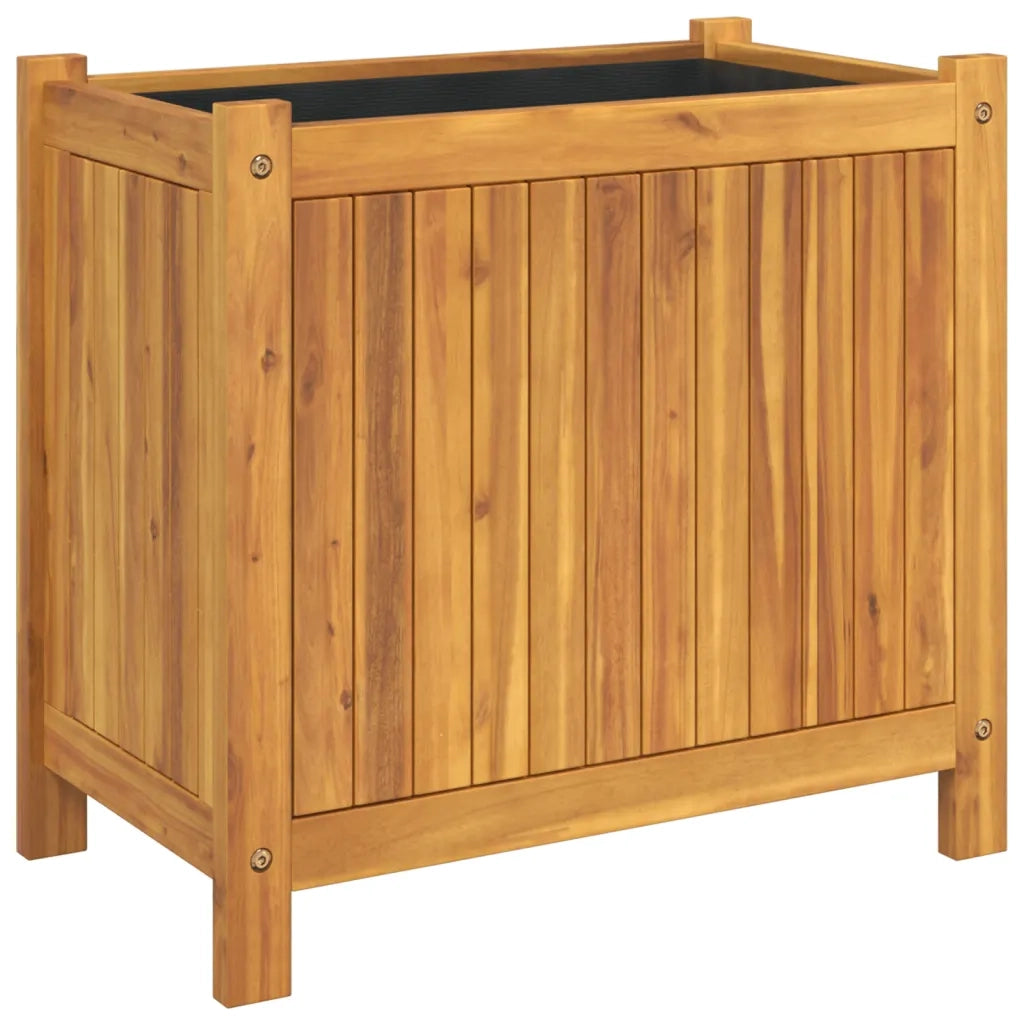 Fioriera | Cassetta per fiori | Vaso Giardino con Rivestimento 54x31x50 cm Massello Acacia