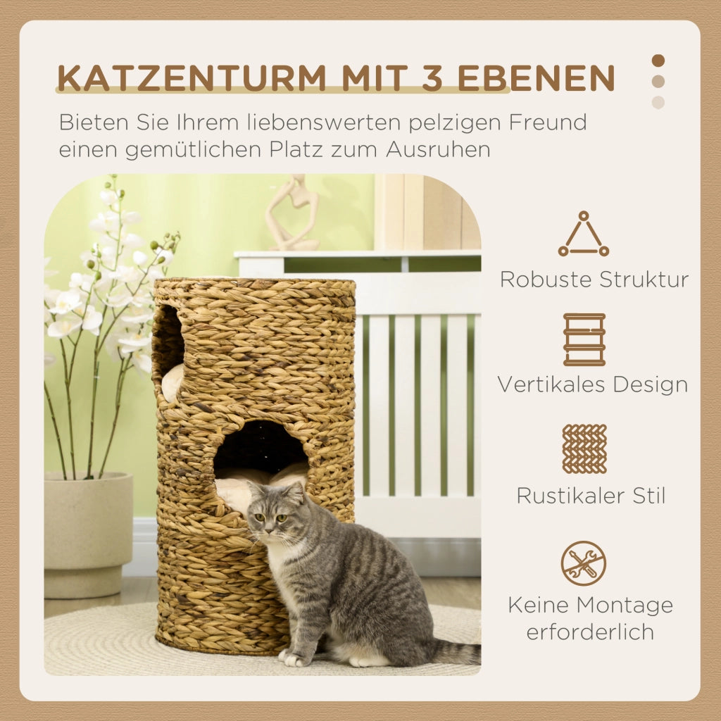 Casetta per Gatti con 3 Livelli e 3 Ingressi ¨C Minimal ¨C 40x40x73 cm