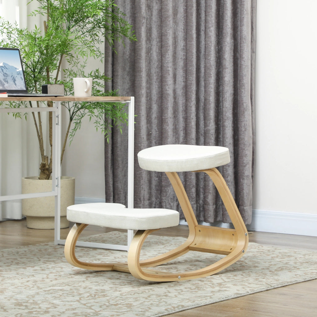 Sedia ergonomica inginocchiatoio ¨C Xylo ¨C legno a dondolo crema per ufficio casa