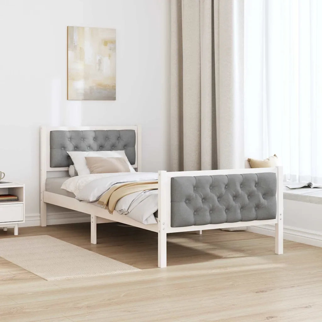 Letto singolo | Letto per adulti | Struttura del letto Grigio chiaro 90 x 190 cm Pino massello