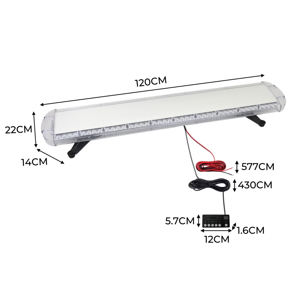 Barra Luminosa LED Ambra Lampeggiante Strobe 120cm per Camion