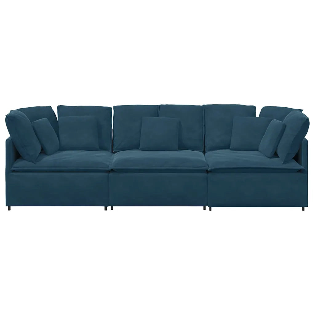Divano Modulare con Cuscini in Velluto Blu 3321278