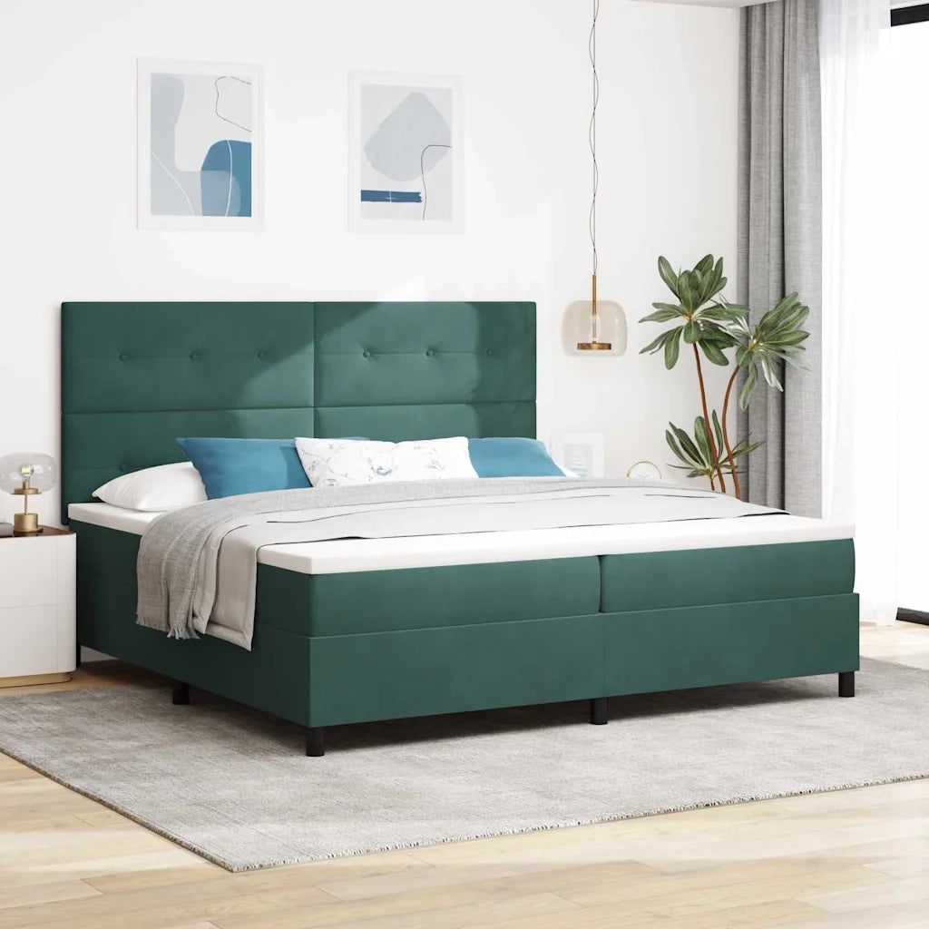 Letto a molle con materasso Verde Scuro 200 x 200 cm Velluto 3339857
