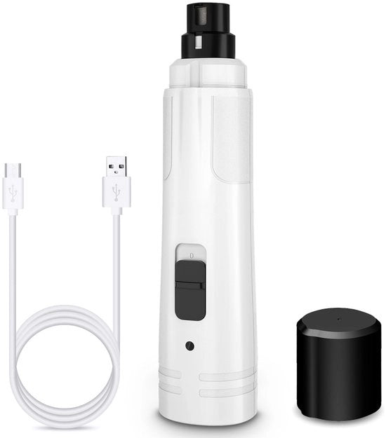 Vijl per unghie per animali domestici, 2 velocità regolabili, con illuminazione a LED, ausilio per la cura a domicilio degli animali domestici, vijl per unghie elettrica, bianca.