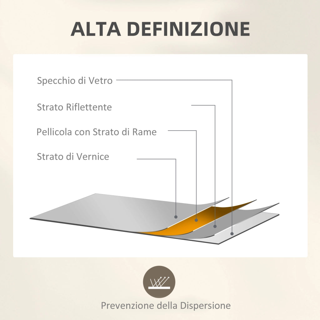 Specchio da Parete con Montaggio Verticale e Orizzontale ¨C Minimal ¨C 90x60 cm Nero