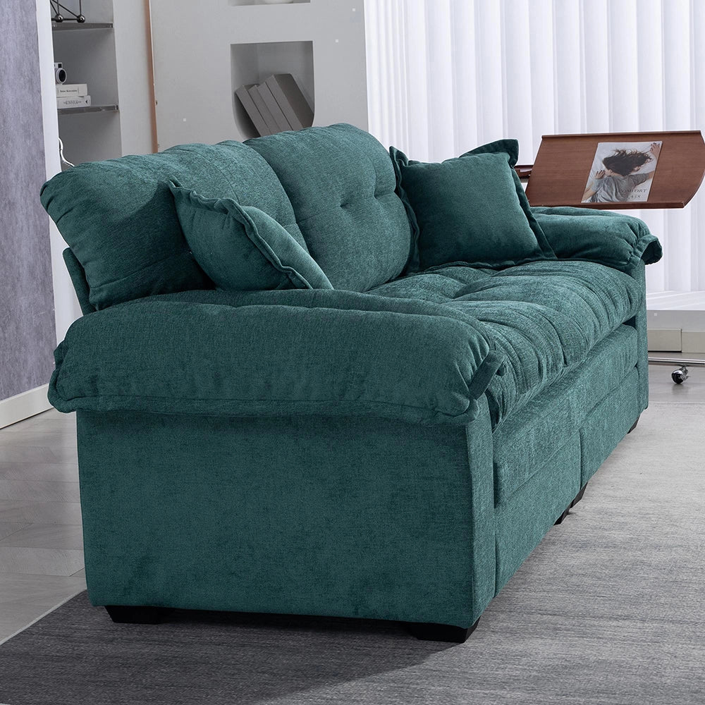 Divano singolo in chenille - Xylo - 213 cm - Cuscini doppio strato