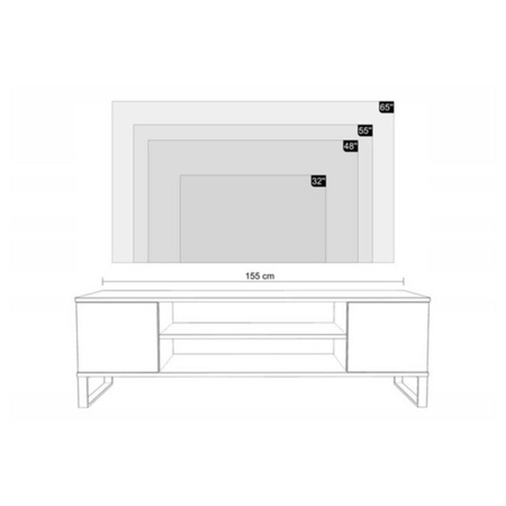 Mobile porta TV Focus 155 cm in rovere artisan e metallo