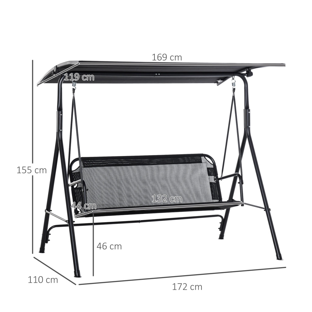 Divano a dondolo da giardino 2 posti ¨C Minimal ¨C Polipropilene, metallo, nero