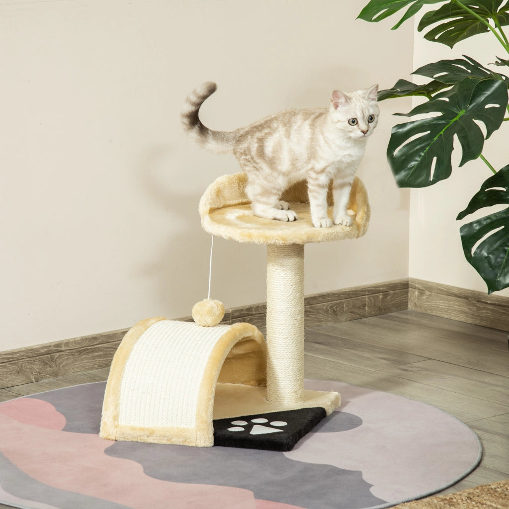 Albero tiragraffi per gatti con palla e piattaforma ¨C zephmum ¨C 46x46x46 beige