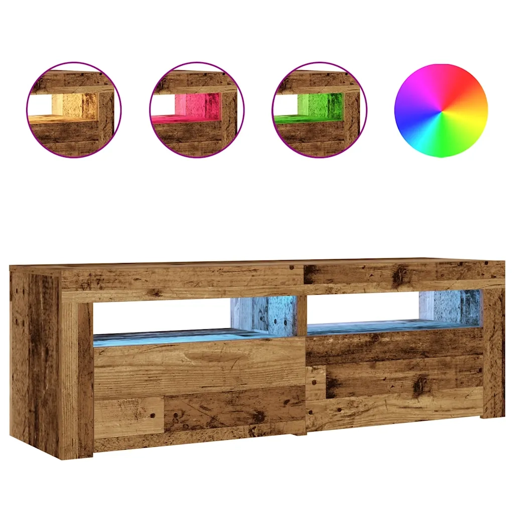 Comodini 2 pz con Luci LED Legno Antico 60x35x40 cm 3329161