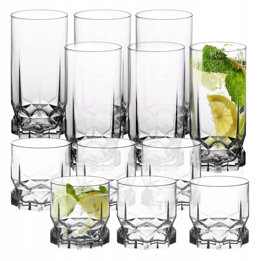 Set di 12 bicchieri KADAX da 325 ml per bevande e acqua.