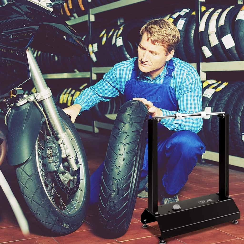 SOARS Equilibratore per moto, bilanciatore con coni di centraggio regolabili, bilanciamento portatile, bilanciatore universale, bilanciamento della ruota, bilanciatore