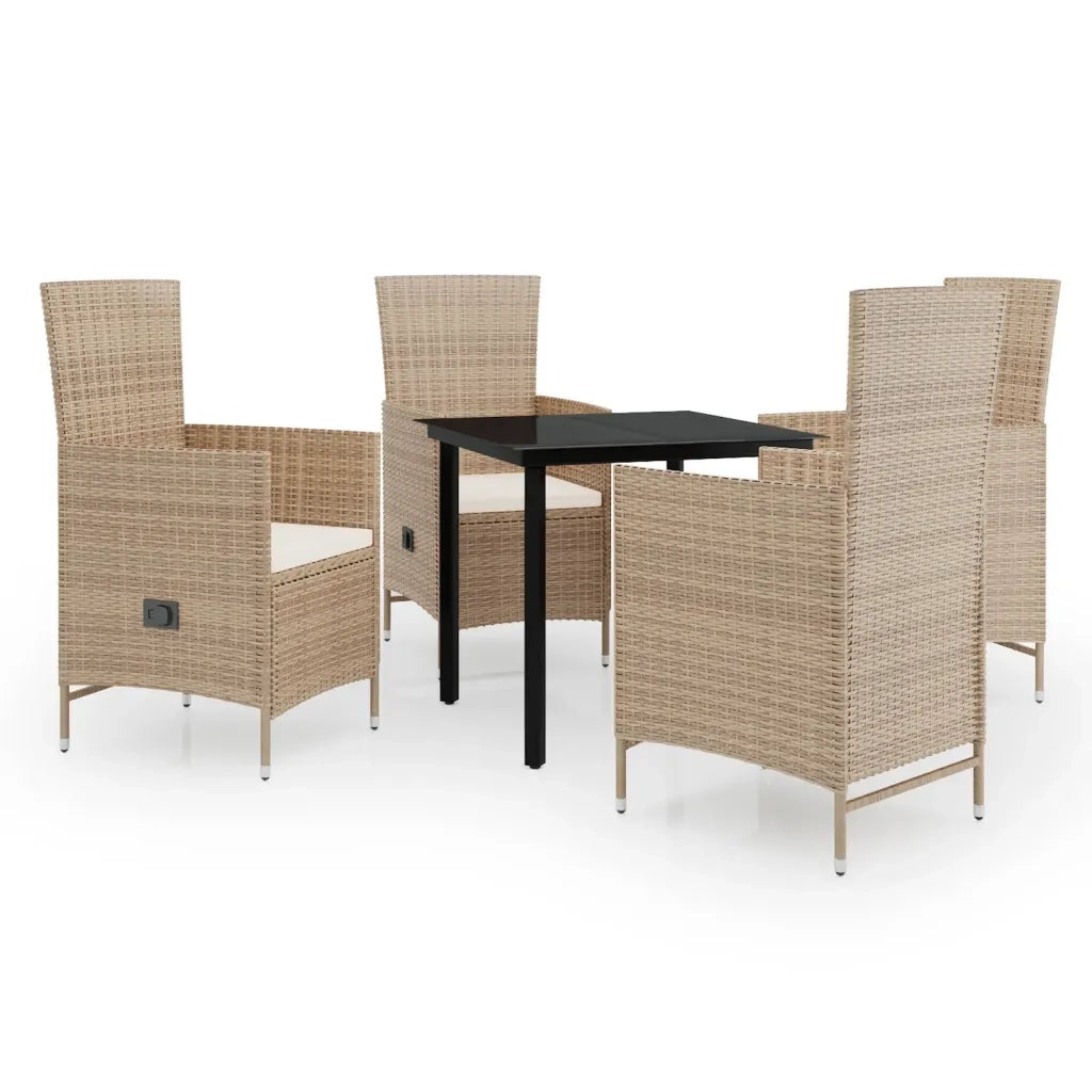 Set da Pranzo da Giardino 5 pz con Cuscini Beige 3099438