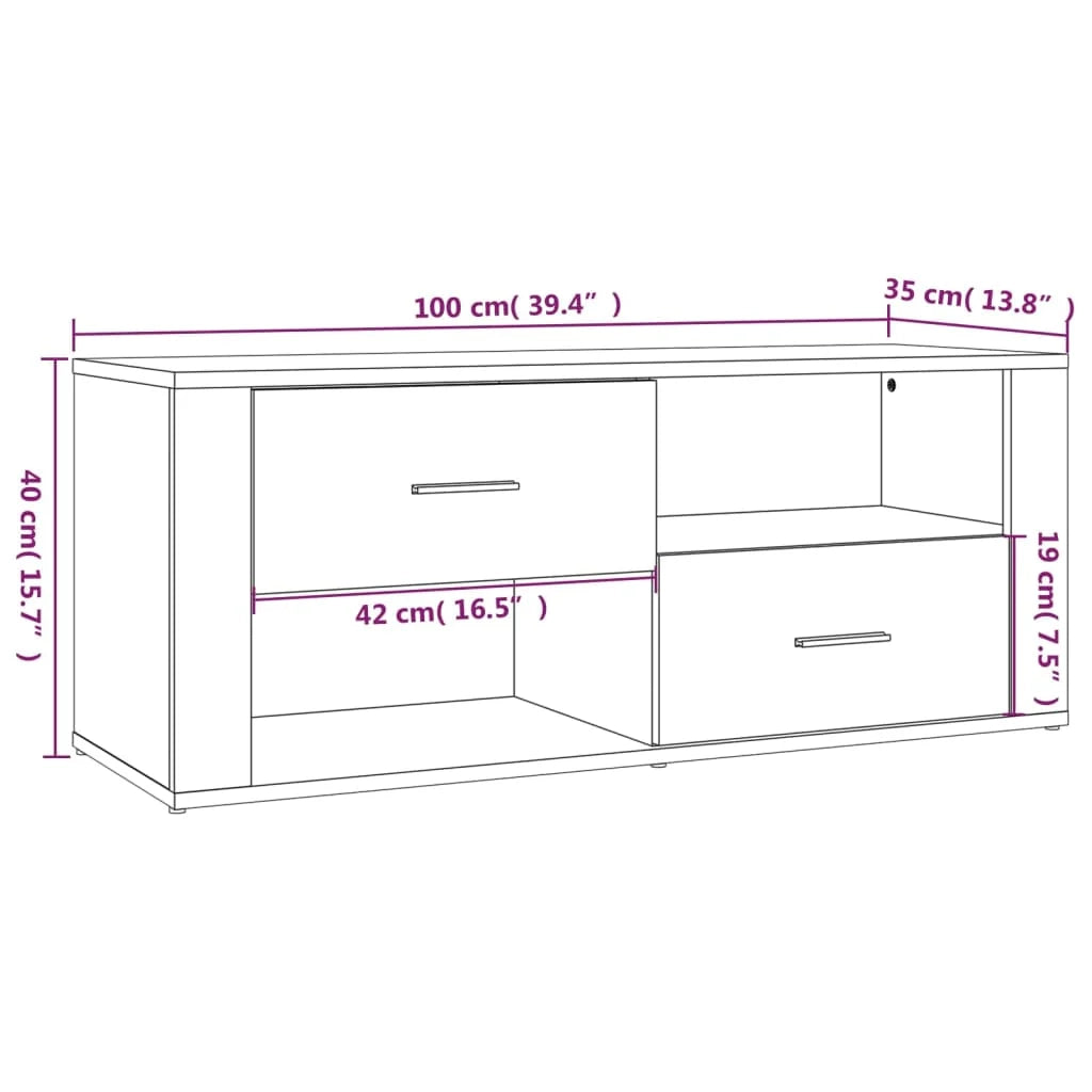 Mobile TV multimediale mensola TV credenza TV sala da pranzo soggiorno camera da letto Sonoma 100 x 35 x 40 cm legno ingegnerizzato grigio 02_0028326