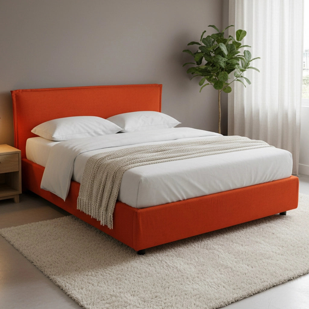 Letto Matrimoniale Brolo, Letto Matrimoniale Sfoderabile Made in Italy, Arancione