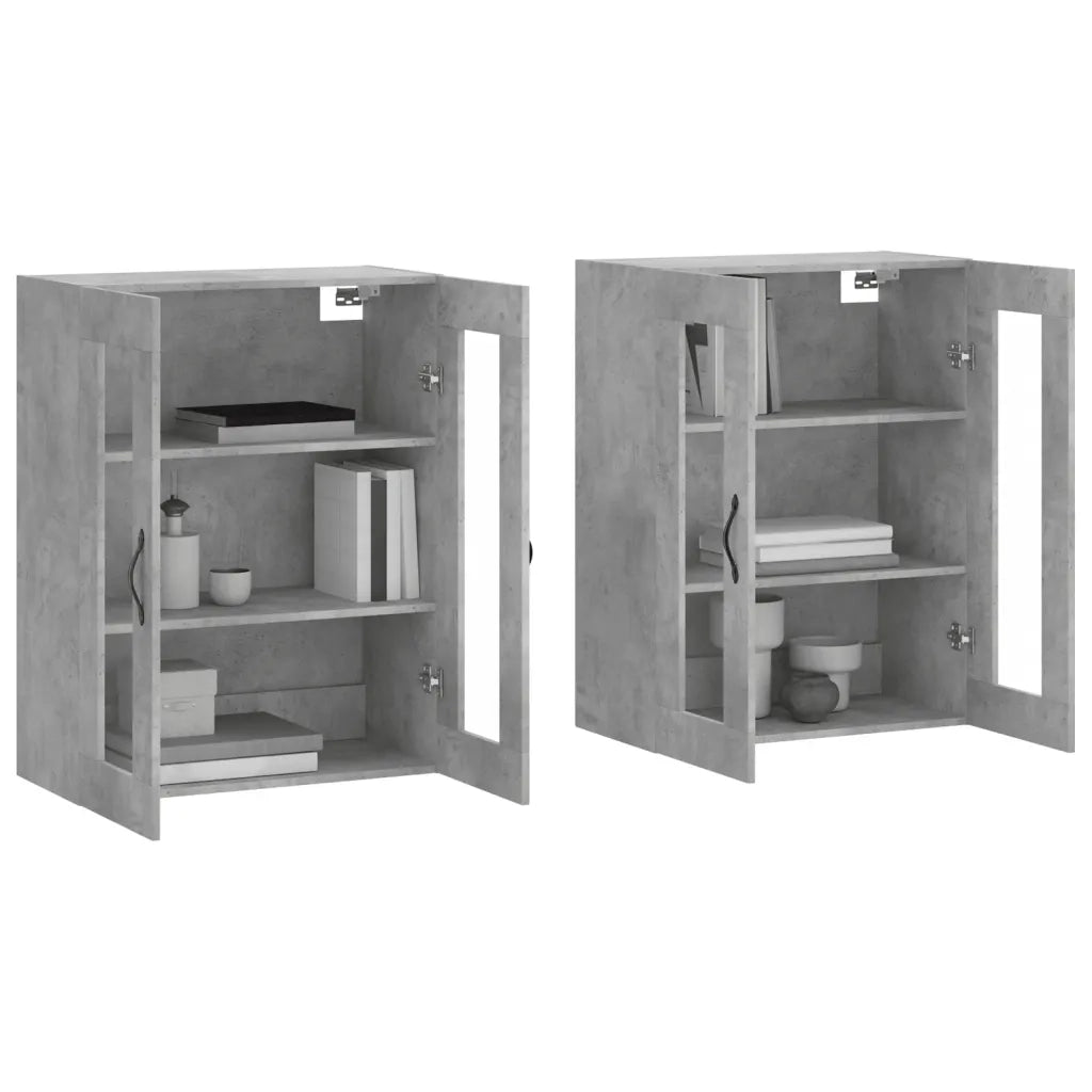 Armadietti a Parete 2 pz Grigio Cemento in Legno Multistrato 3197973