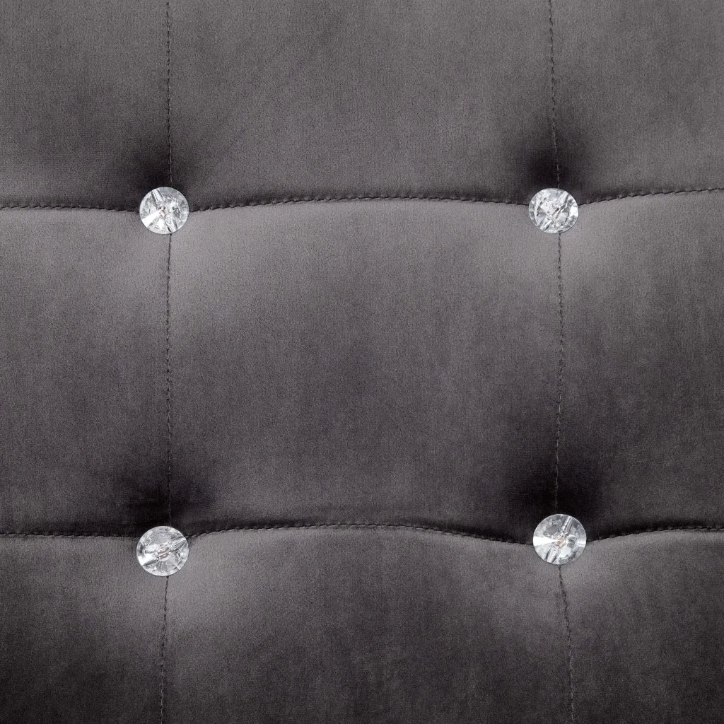 Divano a 2 Posti con Braccioli-Sofa 2 Posti Grigio Scuro Cromato e Velluto