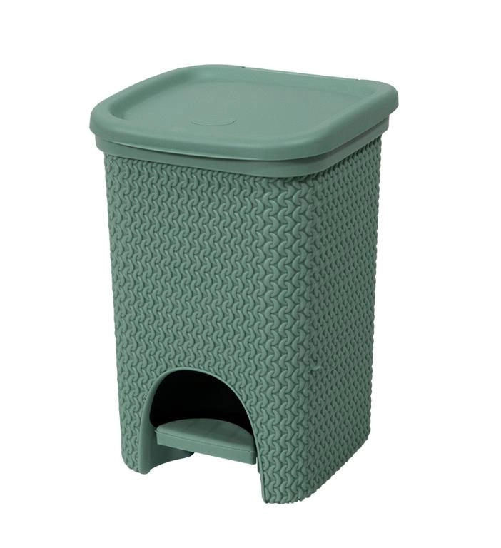 Pattumiera Bidone con Pedale Intreccio Verde Antico 18 Litri