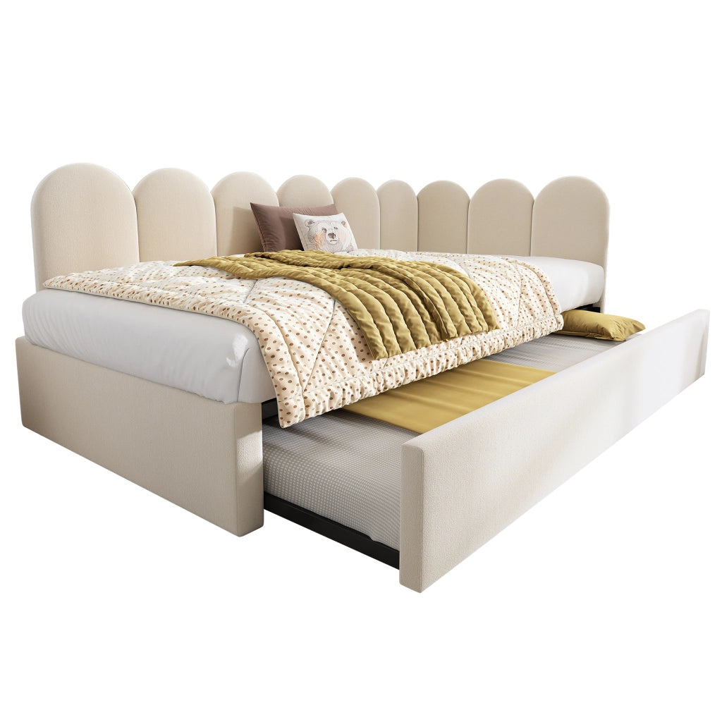 Letto Imbottito con Ausziehbett ¨C MINIMAL ¨C Velluto Beige 90x200 cm