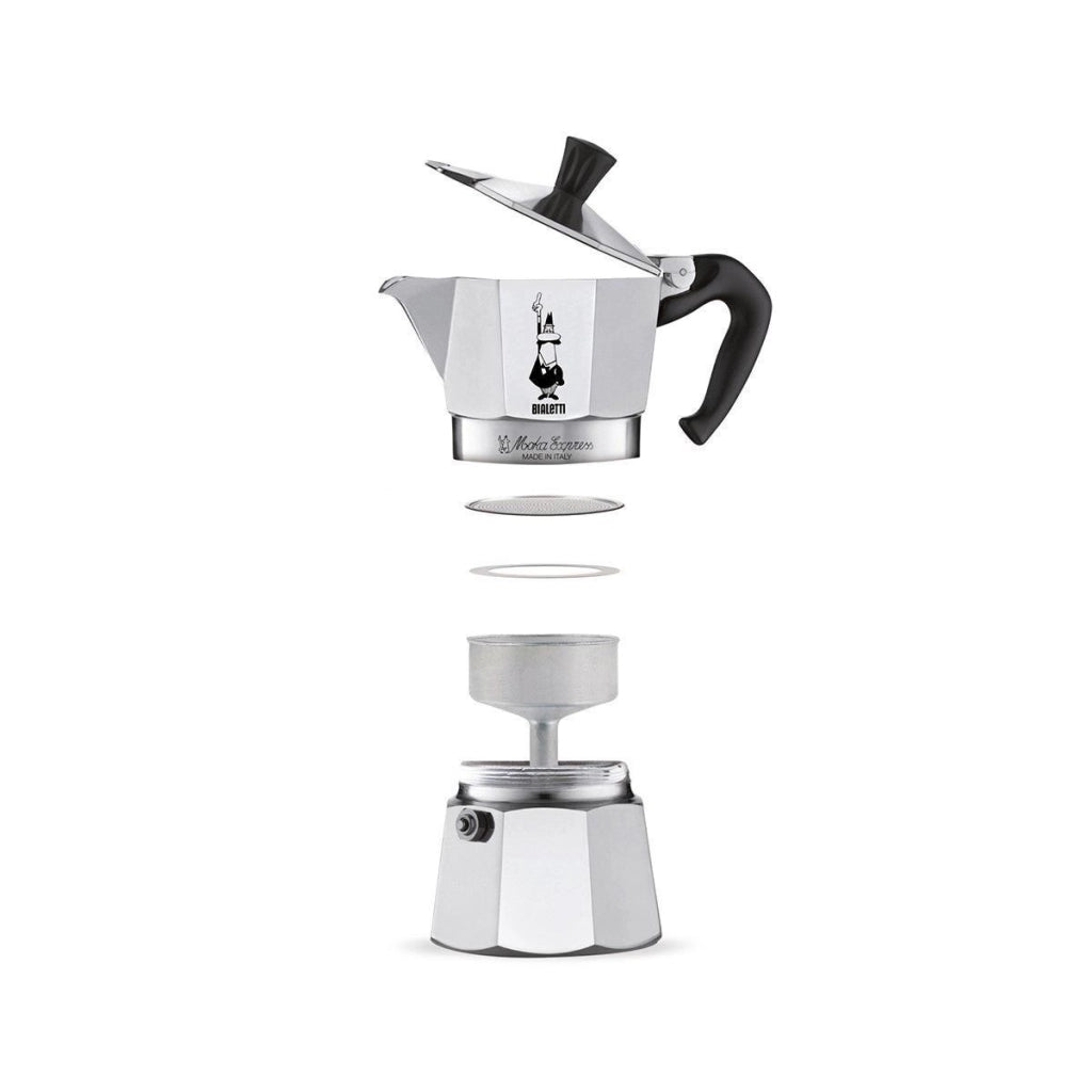 Bialetti 0001168 Moka Express Caffettiera Moka 2 Tazze colore Cromo Satinato