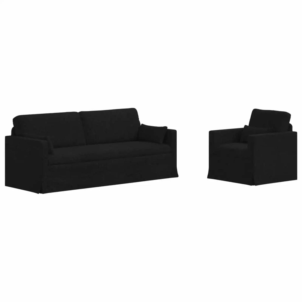 Set di divani 2 pcs Nero 198 x 78 x 80 cm Tessuto 3407583