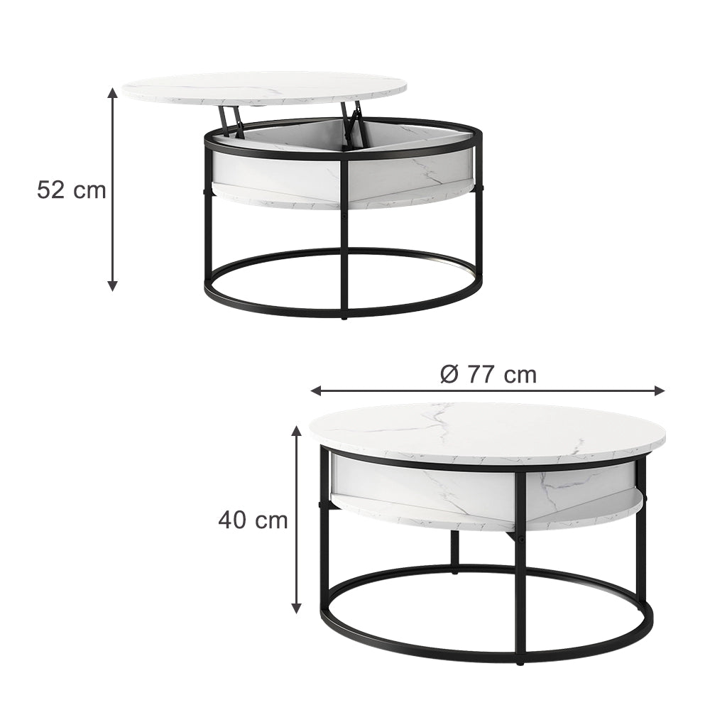 Vicco tavolino soggiorno Marmo bianco 77 x 77 cm
