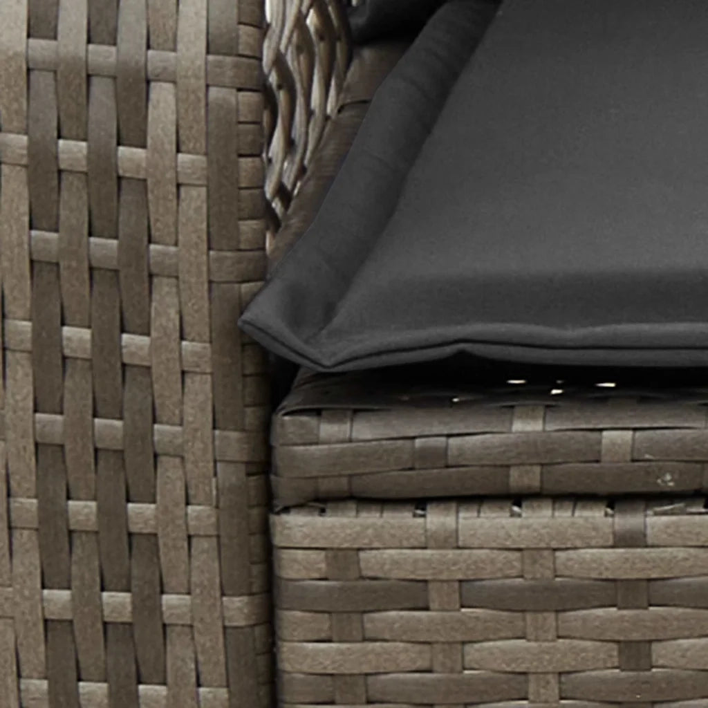 Sedia a Dondolo da Giardino con Cuscini in Polyrattan Grigio 4104195