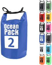 Zaino impermeabile, sacchetto impermeabile, borse da nuoto 2L/5L/10L/15L/20L/25L/30L per surf da stand-up, borse impermeabili per viaggi, campeggio all'aperto, blu, 2L, impermeabile