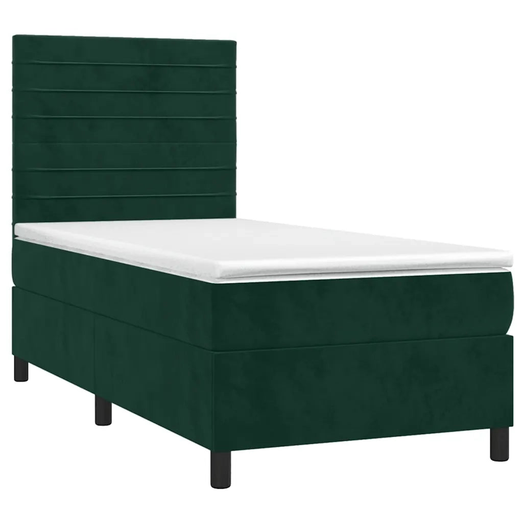 Giroletto a Molle con Materasso Verde Scuro 90x190 cm Velluto 3143058