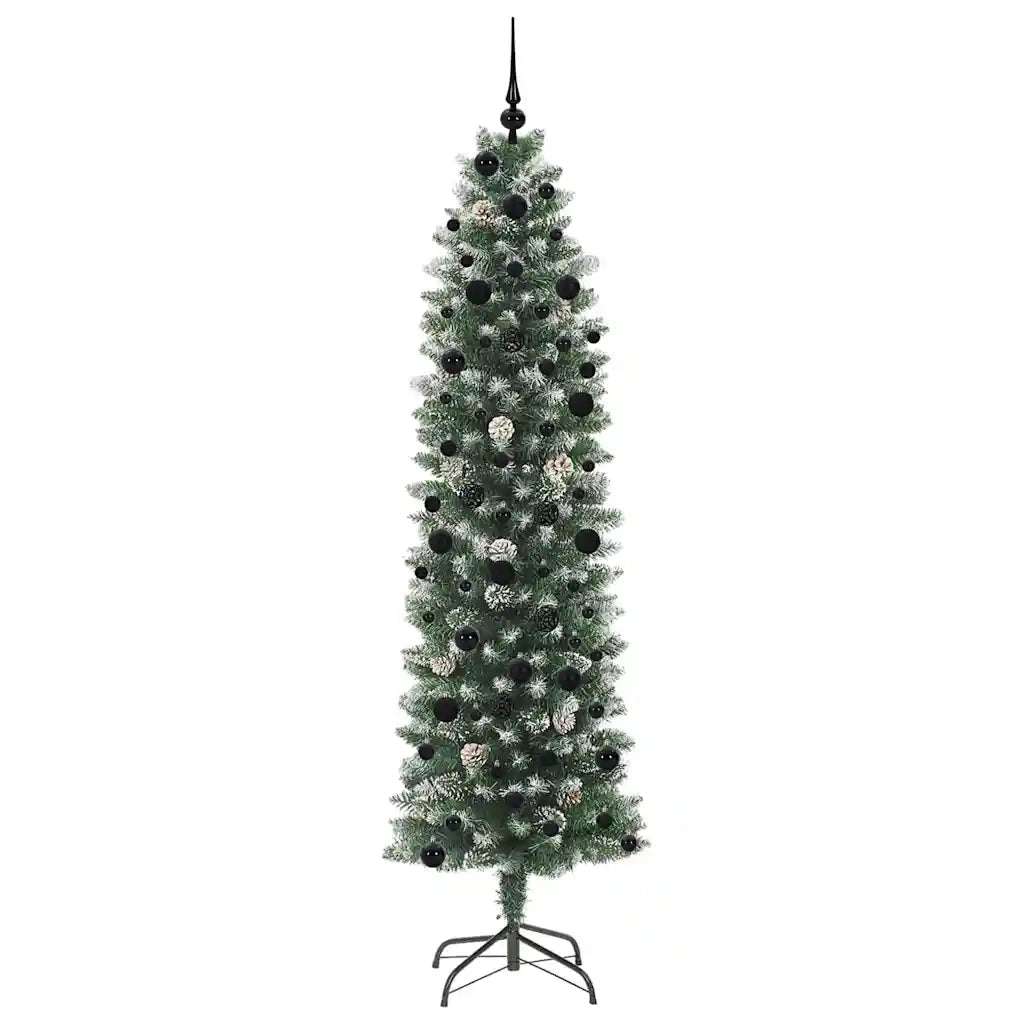 Albero di Natale Artificiale Sottile Verde e Bianco 240 cm 3395318