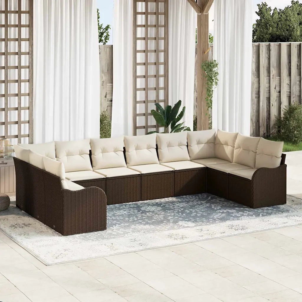 Set Divano da Giardino Marrone polyrattan