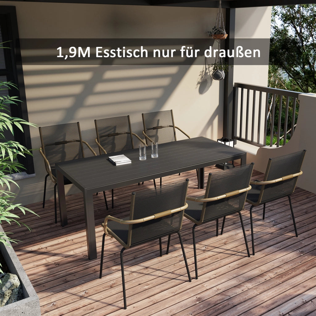 Tavolo da giardino in plastica ¨C Minimal ¨C 190x84.5x72 cm nero effetto legno