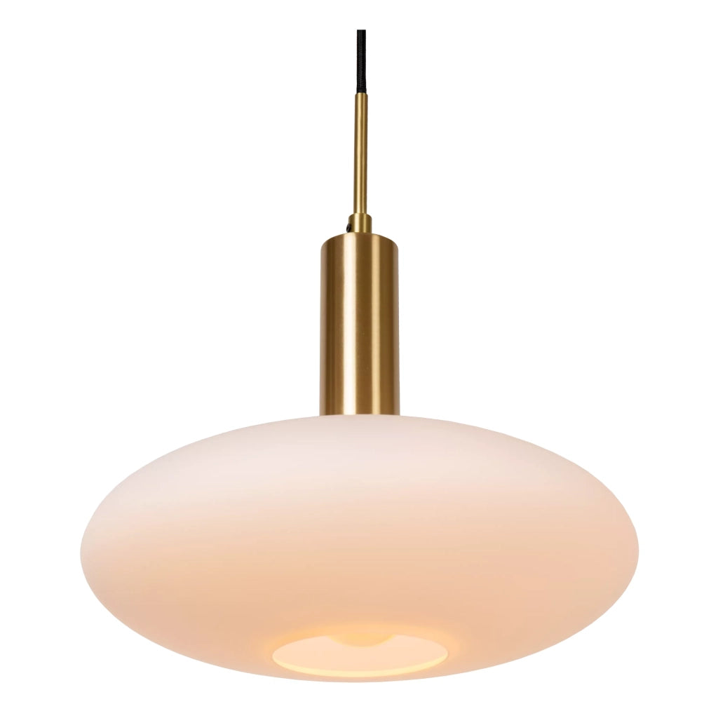Lampada a sospensione Singala 3xE27 vetro bianco oro
