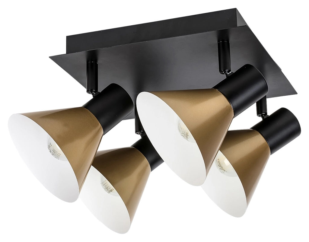 Faretto da soffitto Alvaro nero/oro opaco 4xE14 Rabalux