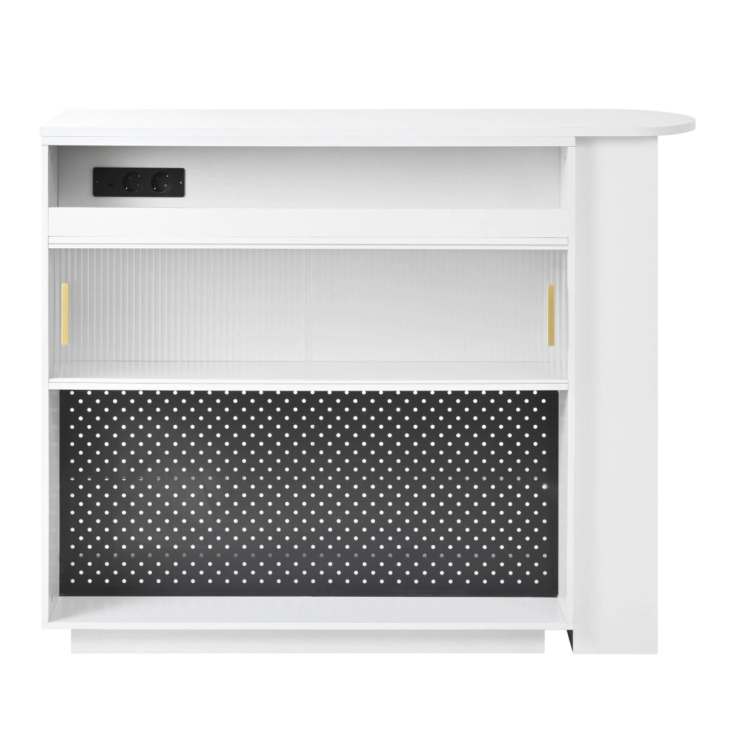 Tavolo Bar Allungabile ¨C MINIMAL ¨C Bianco, con LED e Vano Contenitore
