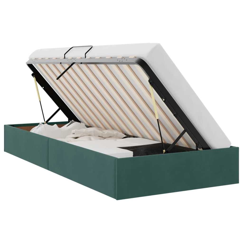 Letto ottomano Verde Scuro 90 x 200 cm Velluto 3442859